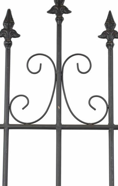 Preview: Dekozaun "Lilie" 111 cm hoch aus Metall, schwarz, Vintage Gartenzaun, Metallzaun, Steckzaun, Zierzaun, Vorgartenzaun