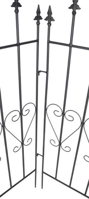 Dekozaun "Lilie" 111 cm hoch aus Metall, schwarz, Vintage Gartenzaun, Metallzaun, Steckzaun, Zierzaun, Vorgartenzaun
