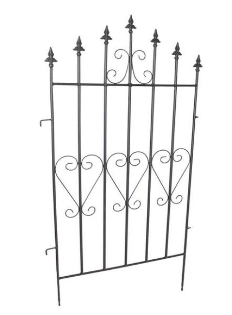 Dekozaun "Lilie" 111 cm hoch aus Metall, schwarz, Vintage Gartenzaun, Metallzaun, Steckzaun, Zierzaun, Vorgartenzaun