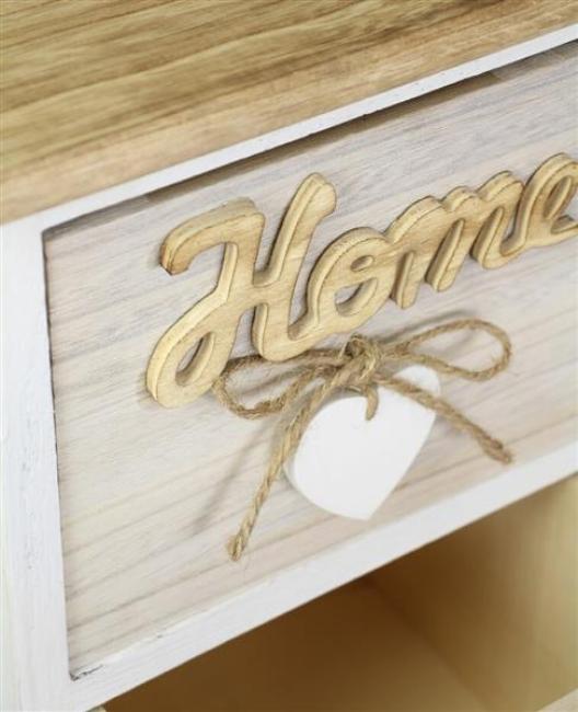 Preview: schmale Kommode "Home" aus Holz mit 4 Schubladen, Telefontisch, Flurkommode