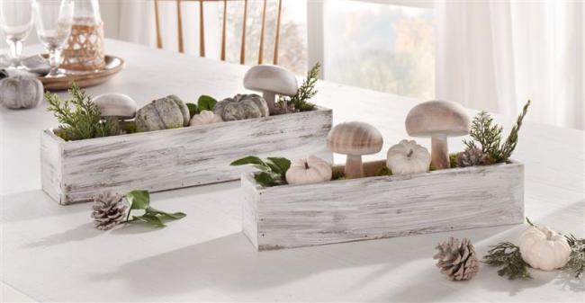 Preview: 2x Pflanzkasten "Shabby" aus Holz in weiß, Blumenkasten, Balkonkasten, Pflanzgefäß, Gartendeko für Draußen