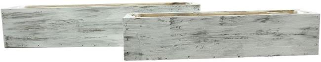 Preview: 2x Pflanzkasten "Shabby" aus Holz in weiß, Blumenkasten, Balkonkasten, Pflanzgefäß, Gartendeko für Draußen