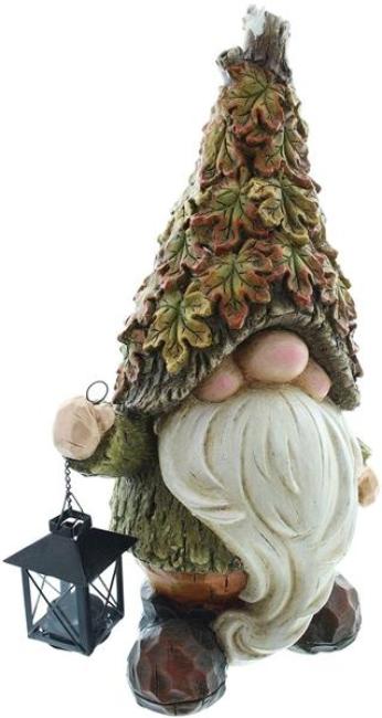 Preview: Herbstwichtel 51 cm hoch, mit Laterne für 1 Teelicht, Dekofigur für Draußen, Wichtel stehend, Gartenwichtel, Gartendeko