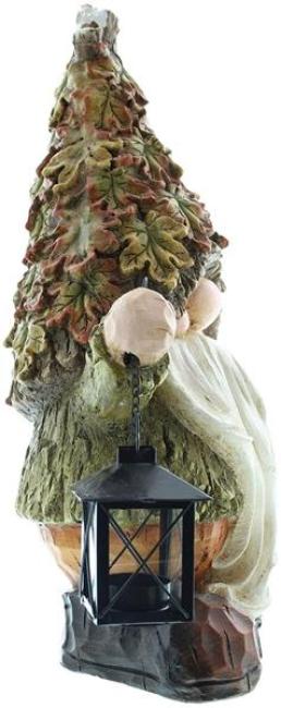 Herbstwichtel 51 cm hoch, mit Laterne für 1 Teelicht, Dekofigur für Draußen, Wichtel stehend, Gartenwichtel, Gartendeko