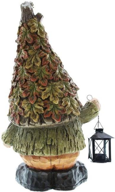 Herbstwichtel 51 cm hoch, mit Laterne für 1 Teelicht, Dekofigur für Draußen, Wichtel stehend, Gartenwichtel, Gartendeko