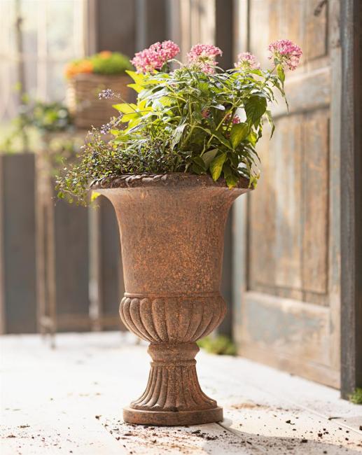 Pflanzer "Amphore" in Stein Optik, 50 cm hoch, antik braun, Pflanztopf, Blumentopf, Pflanzgefäß, Gartendeko für Draußen