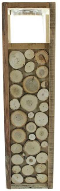 Preview: Holz Windlichtsäule "Holzscheiben" 58 cm hoch, Bodenwindlicht, Dekosäule mit Windlicht, Kerzenständer, Holzsäule