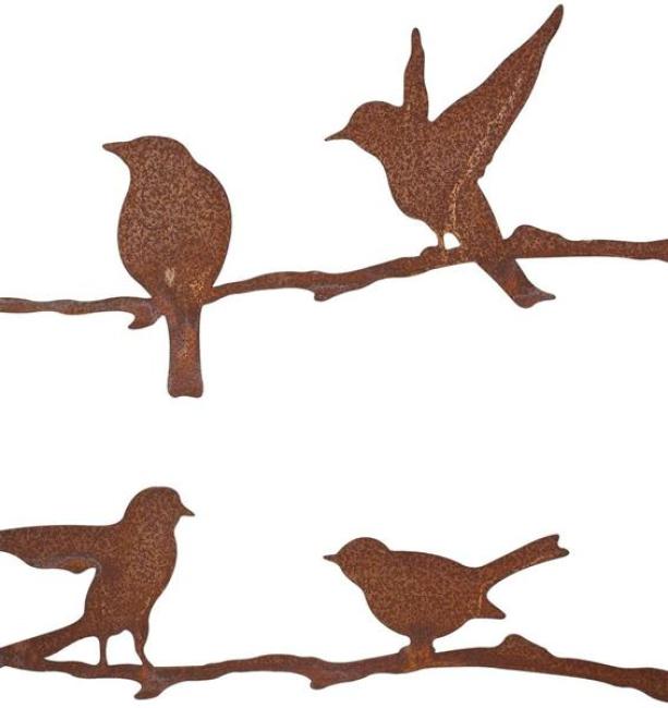 Gartenstecker "Vögel" aus Metall in Rost Optik, 115 cm hoch, Dekoleiter für Draußen, Gartendeko, Metallstecker
