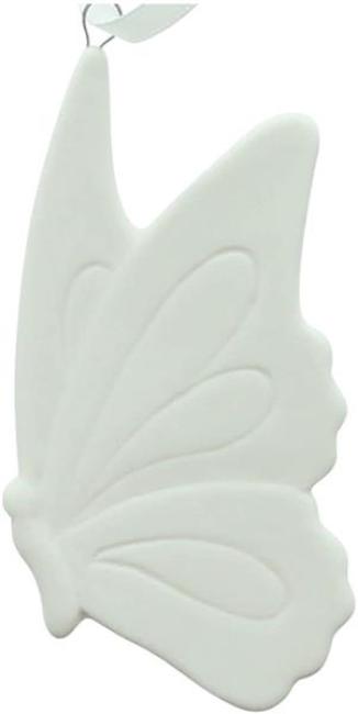 12 Dekohänger "Schmetterling" aus Porzellan, weiß, 9 cm hoch, Schmetterlingsflügel zum hinhängen, Fensterdeko