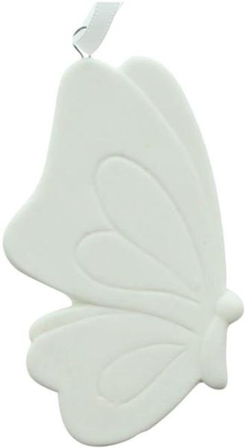 12 Dekohänger "Schmetterling" aus Porzellan, weiß, 9 cm hoch, Schmetterlingsflügel zum hinhängen, Fensterdeko