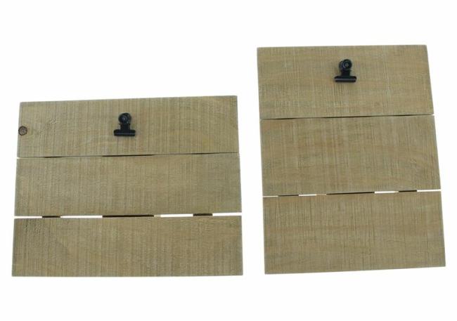 Preview: 2x Fotohalter "Wood" aus Holz, Aufsteller im Hoch- und Querformat, Kartenhalter mit Klammern, Bilderhalter