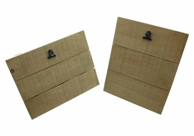 Preview: 2x Fotohalter "Wood" aus Holz, Aufsteller im Hoch- und Querformat, Kartenhalter mit Klammern, Bilderhalter