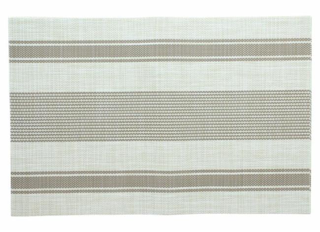 Preview: 4x Platzmatte beige / braun gestreift in Leinen-Optik, abwischbar, Platzset, Tischset