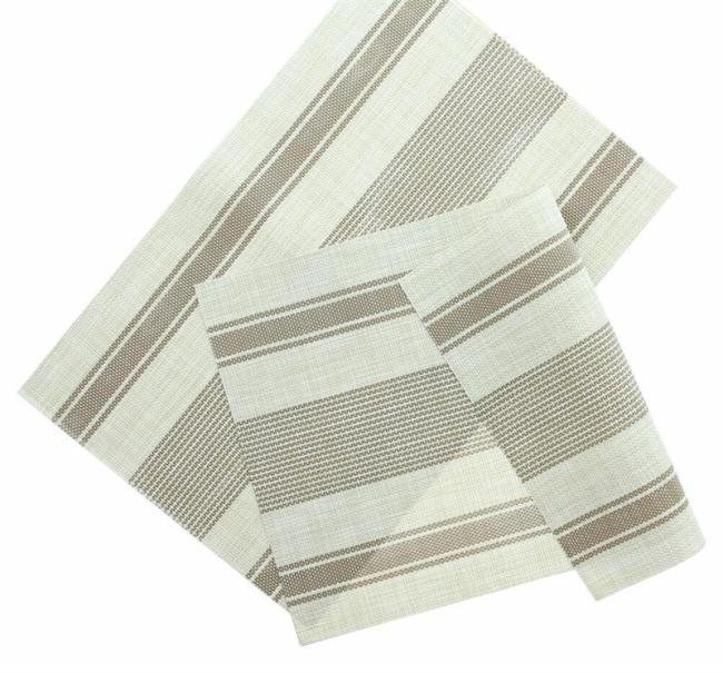 Preview: 4x Platzmatte beige / braun gestreift in Leinen-Optik, abwischbar, Platzset, Tischset
