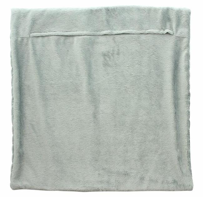 Preview: Kissenhülle "Zopfmuster" in grau, 45x45 cm, samtig weich, Kissenbezug mit Strickmuster, Zierkissenbezug