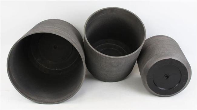 Preview: 3x Übertopf "Re-Cycle" in grau braun aus tlw. recyceltem Kunststoff, Pflanztopf Set, Blumentopf, Blumenübertopf, Pflanzgefäß