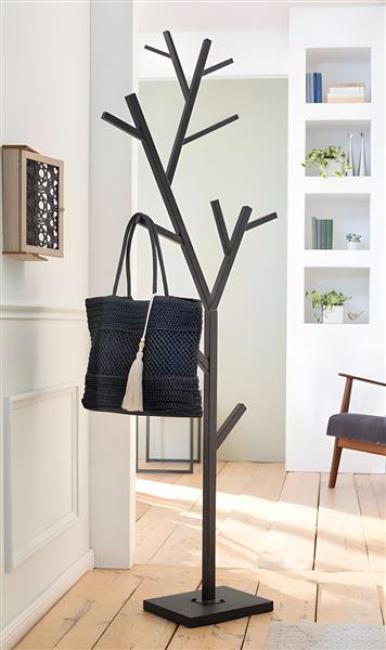 Preview: Garderobe "Baum" aus Metall, schwarz, 180 cm hoch, Standgarderobe, Flurgarderobe stehend