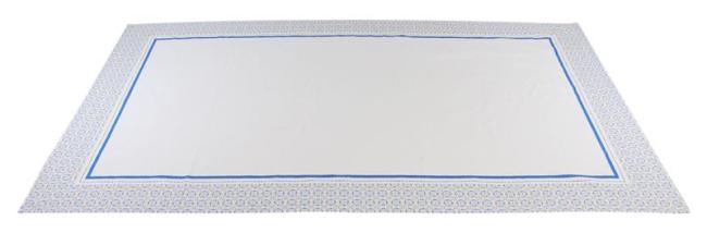 Tafeldecke "Santorin" weiß / blau / beige, 140 x 240 cm, 100% Baumwolle Tischdecke, Tischtuch