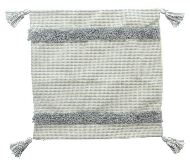 Kissenhülle "Stipes" mit Quasten 45x45 cm, creme / blau, Kissenbezug, Zierkissenbezug