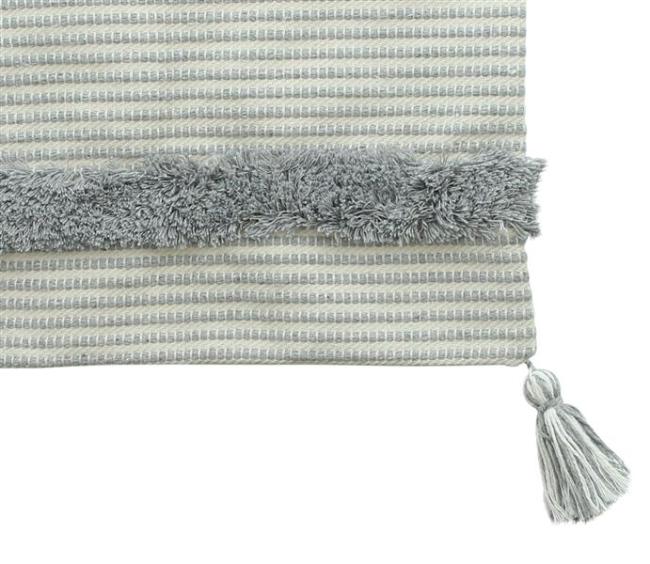 Kissenhülle "Stipes" mit Quasten 45x45 cm, creme / blau, Kissenbezug, Zierkissenbezug