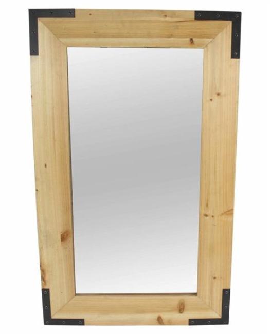 Preview: Spiegel "Wood" 50x70 cm groß aus Holz im Industrial Look, Massivholz Rahmen, Wandspiegel für Wohnzimmer