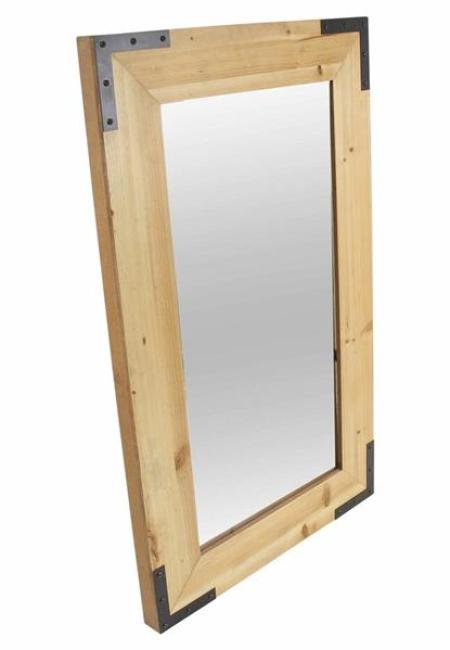 Preview: Spiegel "Wood" 50x70 cm groß aus Holz im Industrial Look, Massivholz Rahmen, Wandspiegel für Wohnzimmer