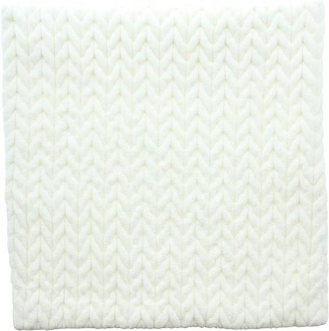 Preview: Kissenhülle "Zopfmuster" in creme, 45x45 cm, samtig weich, Kissenbezug mit Strickmuster, Zierkissenbezug