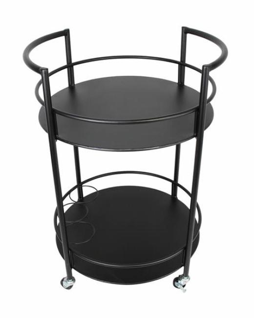 Servierwagen aus Metall, schwarz, Ø 46 x 69 cm, Getränkewagen, Barwagen