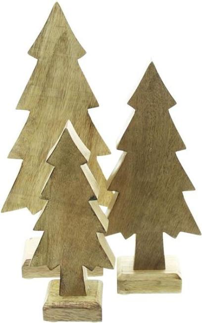 Preview: 3er Set Tannen aus Mango Holz, 20 25 30 cm hoch, Tannenbaum, Dekofigur, Holzdeko