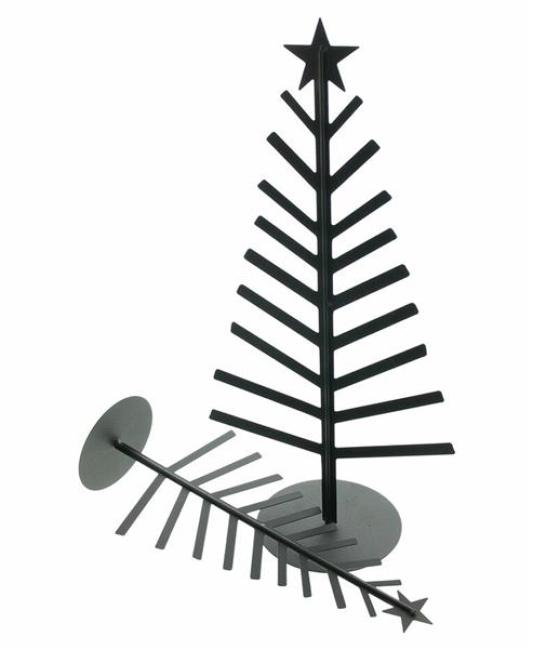 2x Dekotanne aus Metall, schwarz, 30 + 40 cm hoch, Weihnachtsdekoration, Tischdekoration
