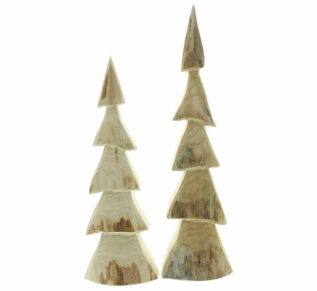 Preview: 2x Tannenbaum "Shabby" aus Holz, 30 + 37 cm hoch, Adventsdeko, Dekofigur
