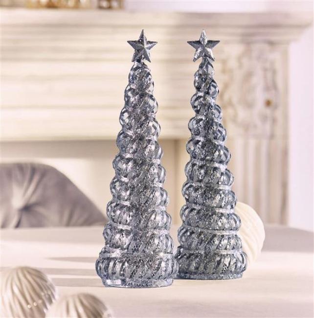 Preview: 2er Set ausgefallene Weihnachtsdekoration Tanne 