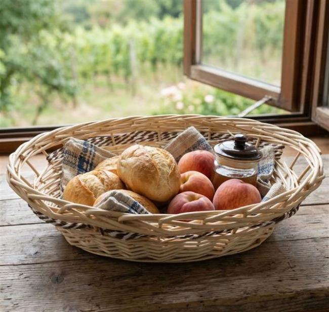 Preview: Schale aus Weide & Papierschnur, oval, 46 x 39 cm, Blumenschale, Obstschale