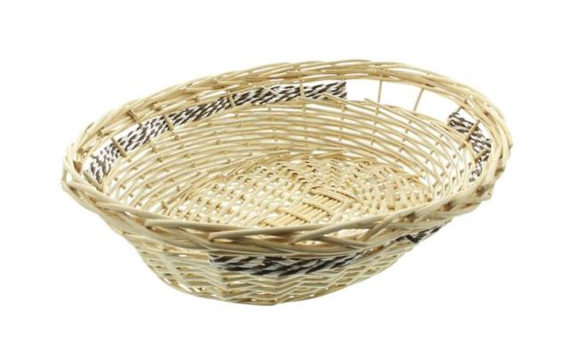Schale aus Weide & Papierschnur, oval, 46 x 39 cm, Blumenschale, Obstschale