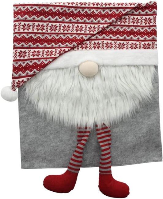 Preview: Stuhlhusse "Weihnachtswichtel" aus Filz, Kunstfell und Textil, 48s54 cm, Stuhlbezug