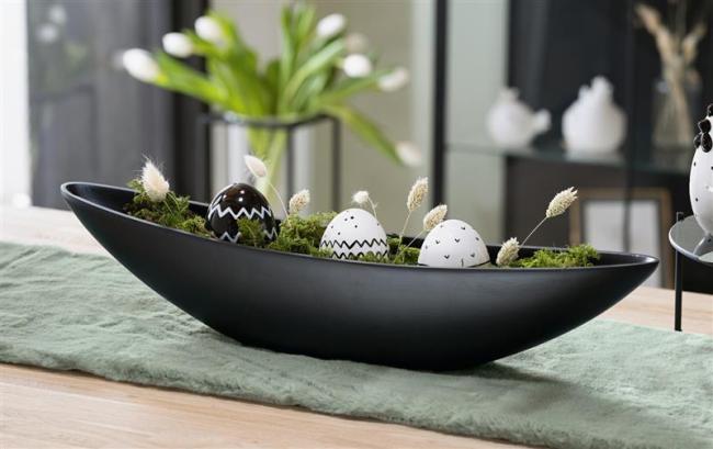 Preview: Dekoschale "Modern" in schwarz, 63 cm lang, Pflanzschale, Snackschale, Schale, Kerzenleiste, Tischdeko
