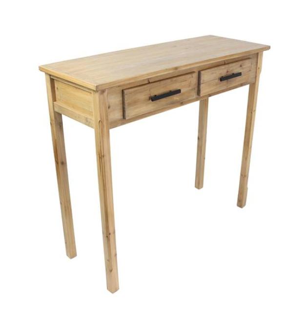 Beistelltisch "Natur" aus Holz, 90x34 cm, Telefontisch mit 2 Schubladen, Konsolentisch