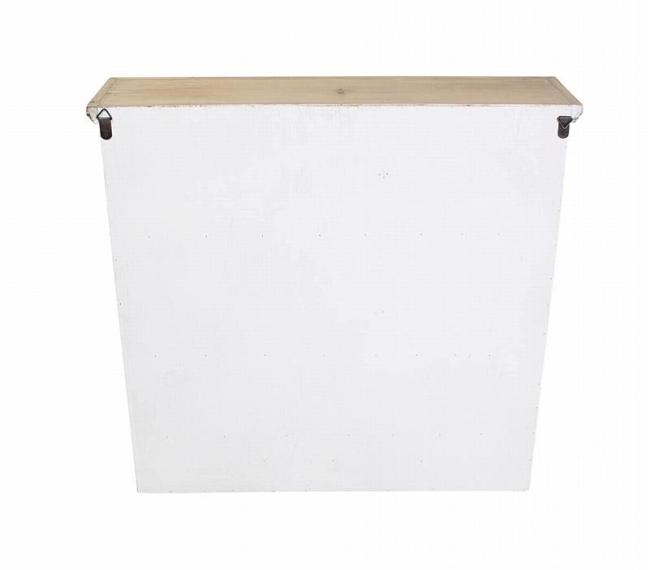 Preview: Hängeschrank "White Cottage" im Landhausstil aus Holz, weiß, im Shabby Look, 1 Tür & 3 Schubladen + 3 Haken, Wandschrank