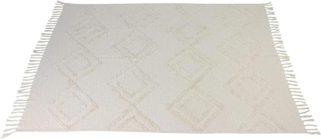Preview: Plaid "Can Marca" aus 100% Baumwolle, creme, 130x170 cm, Kuscheldecke, Sofadecke