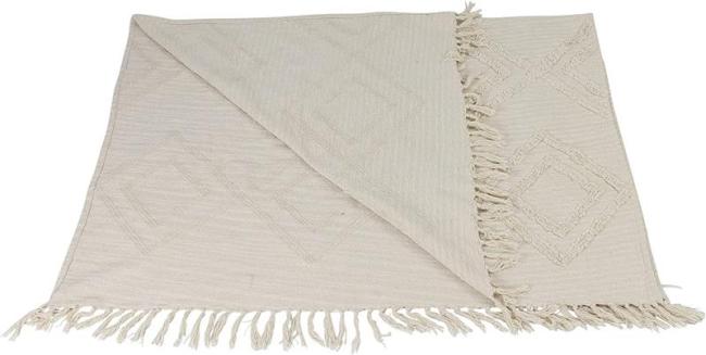 Preview: Plaid "Can Marca" aus 100% Baumwolle, creme, 130x170 cm, Kuscheldecke, Sofadecke