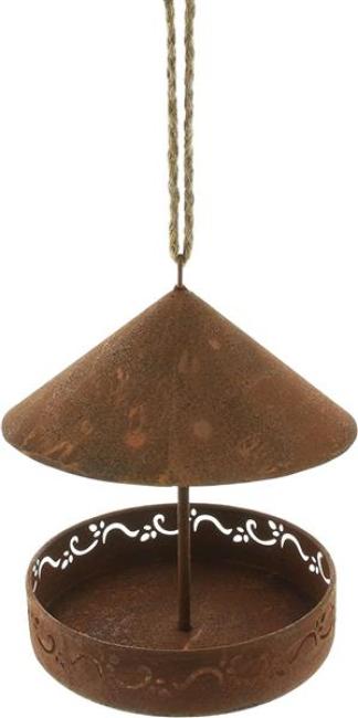 Preview: Dekohänger "Futterstation" aus Metall in Rost Optik, Futterhaus zum Hinhängen für Garten, Balkon oder Terrasse, Vogelhaus