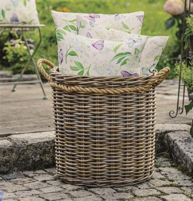 Preview: großer Rattankorb "Koboo Grey" 50 cm hoch, Rattan Aufbewahrungskorb, Wäschekorb, Spielzeugkorb, Übertopf