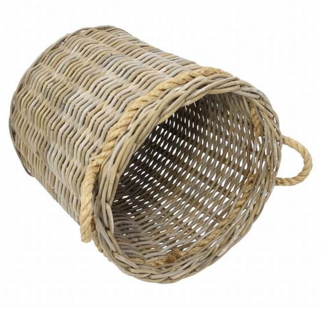 großer Rattankorb "Koboo Grey" 50 cm hoch, Rattan Aufbewahrungskorb, Wäschekorb, Spielzeugkorb, Übertopf