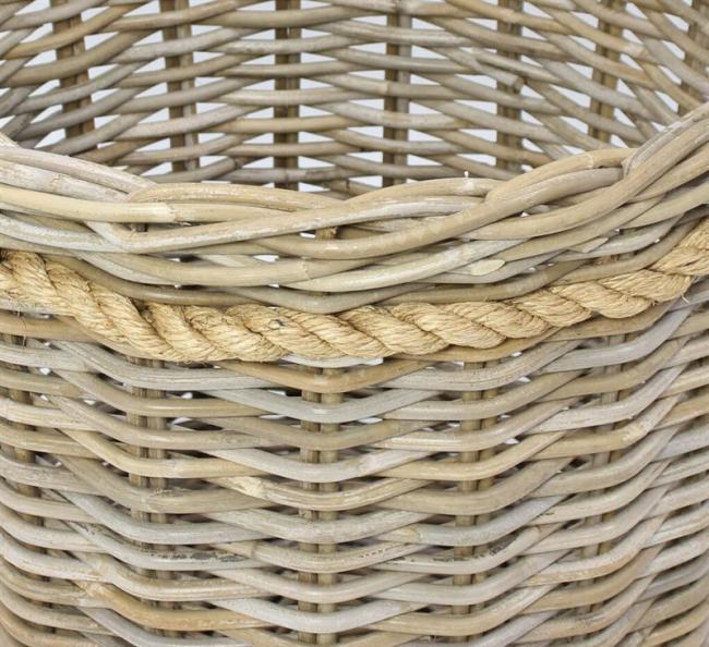 großer Rattankorb "Koboo Grey" 50 cm hoch, Rattan Aufbewahrungskorb, Wäschekorb, Spielzeugkorb, Übertopf