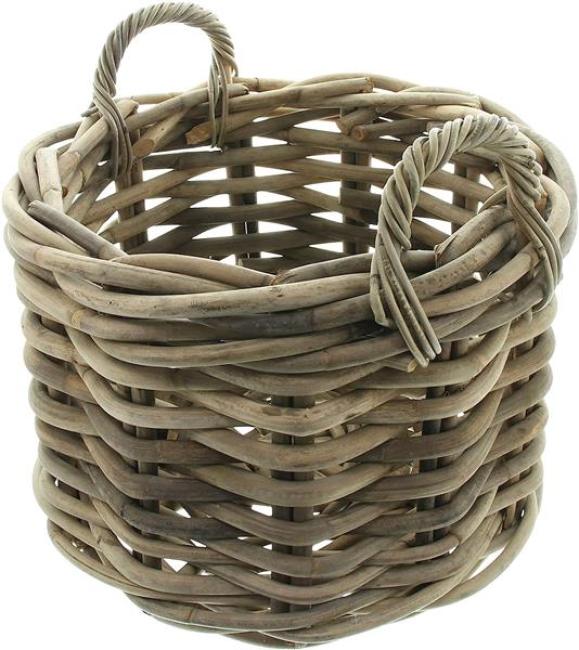 großer Rattankorb "Rustikal" Ø 50 cm, Rattan Aufbewahrungskorb, Brennholzkorb, Spielzeugkorb, Übertopf