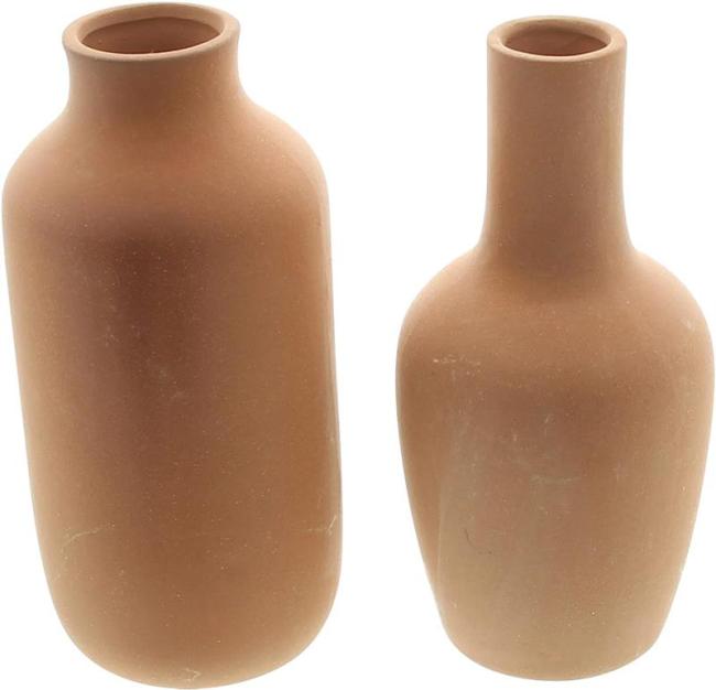 Preview: 2x Vase "Flasche" aus Terracotta, Blumenvase in Flaschenform, Dekovase für Trockenblumen