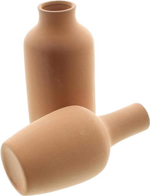 Preview: 2x Vase "Flasche" aus Terracotta, Blumenvase in Flaschenform, Dekovase für Trockenblumen