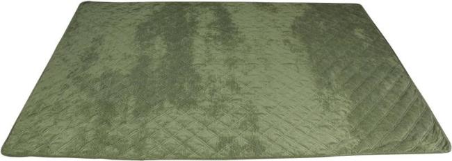 Preview: Wende-Tagesdecke "Cord Look" oliv / Blümchenmüster, 220x240 cm, gesteppt, Bettüberwurf, Wendedecke