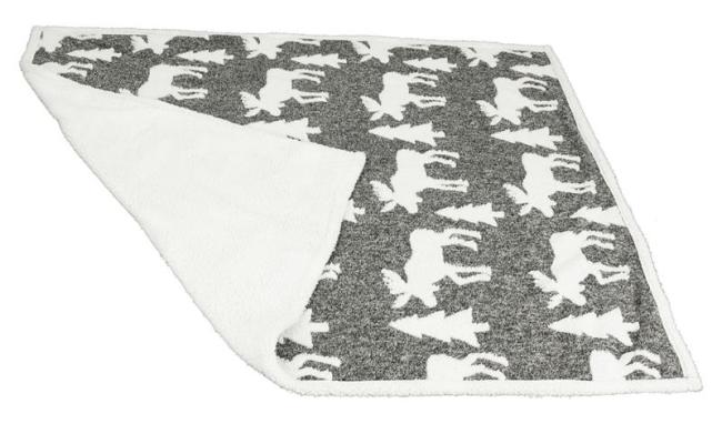 Kuscheldecke "Elch" in grau / weiß, Rückseite Teddy Fell weiß, 130x160 cm, Wohndecke, Sofadecke, Couchdecke