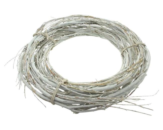 Reisigkranz "White Charme" Ø 45 cm groß, weiß, Tischkranz, Wandkranz, Türkranz
